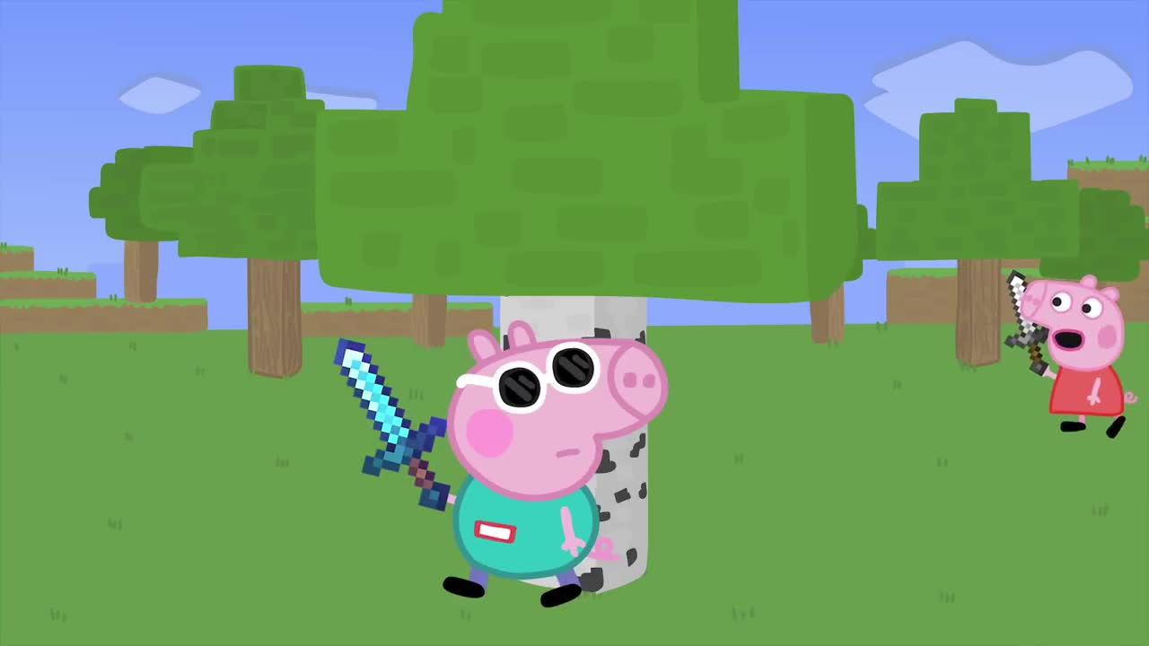 Minecraft Speedrunner Peppa Vs 4 Hunters Animation-11