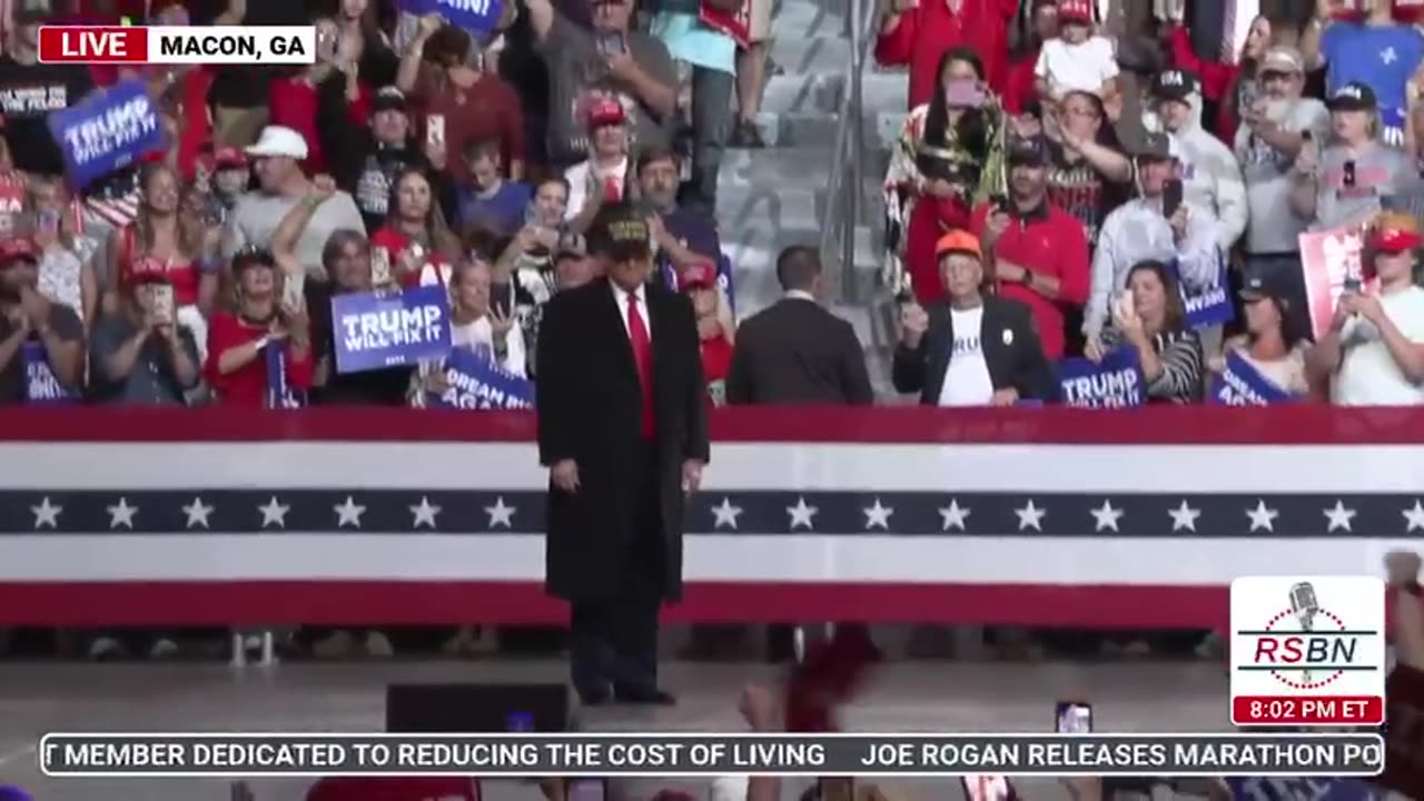 President Trump takes the stage at FINAL RALLY OF THE DAY in Macon, Georgia