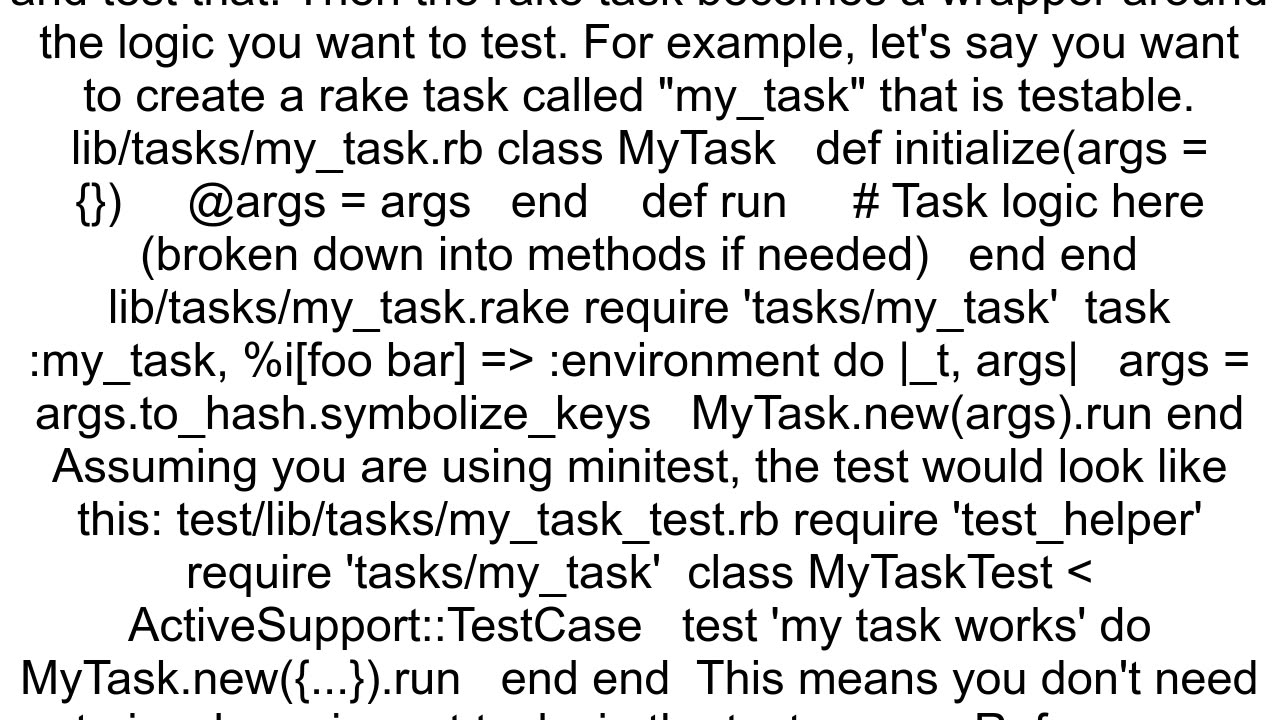 How to write unit test cases for rake tasks in rails