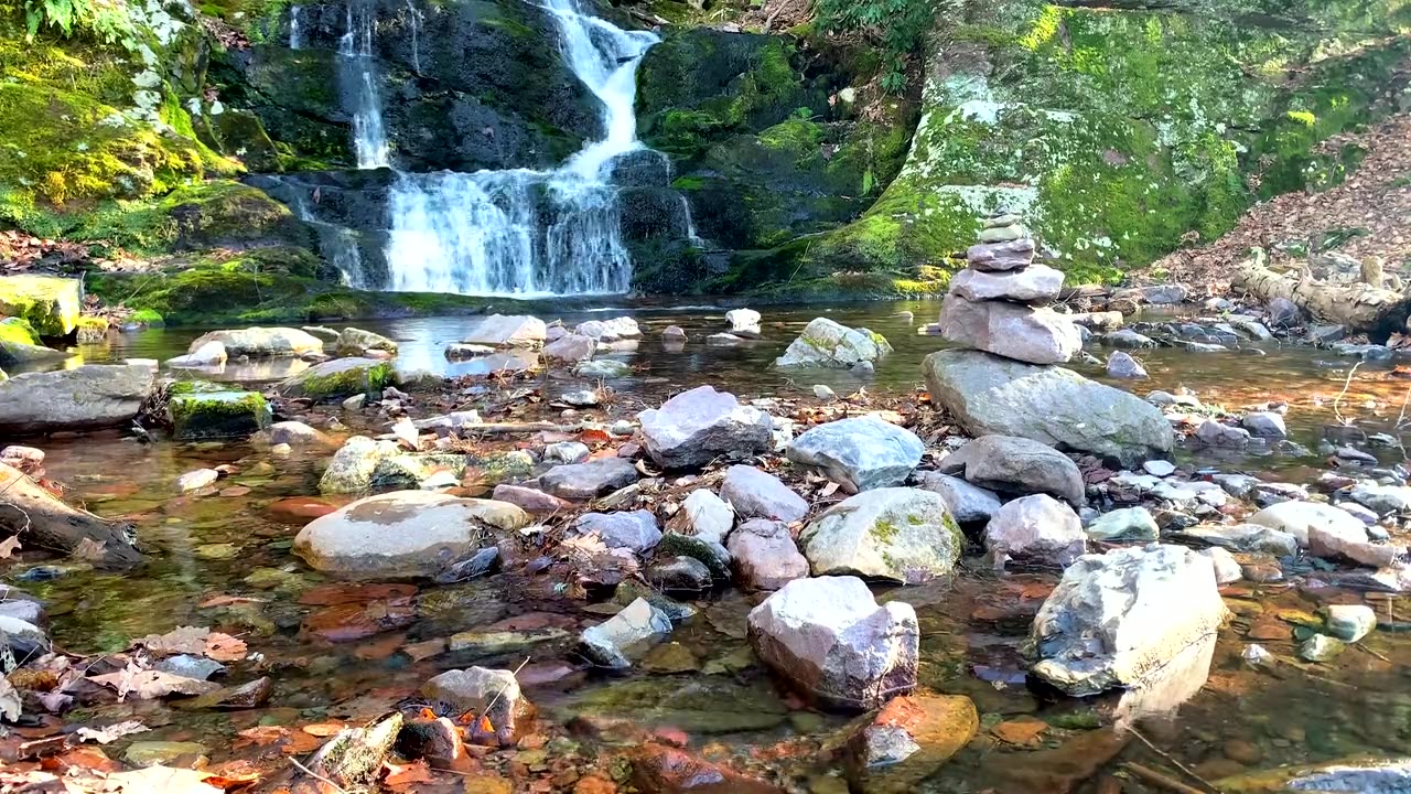 Cascading over Mossy Rocks