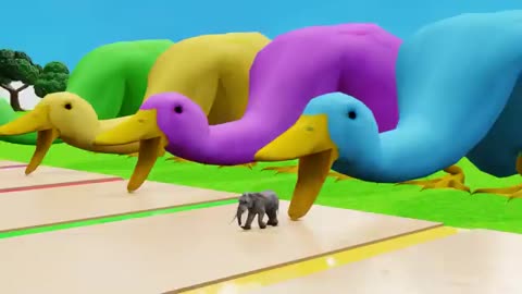 Duck Cartoon vs Cow vs Elephant vs Gorilla Fountaie Choose The Right Game Wild Animals_Cut