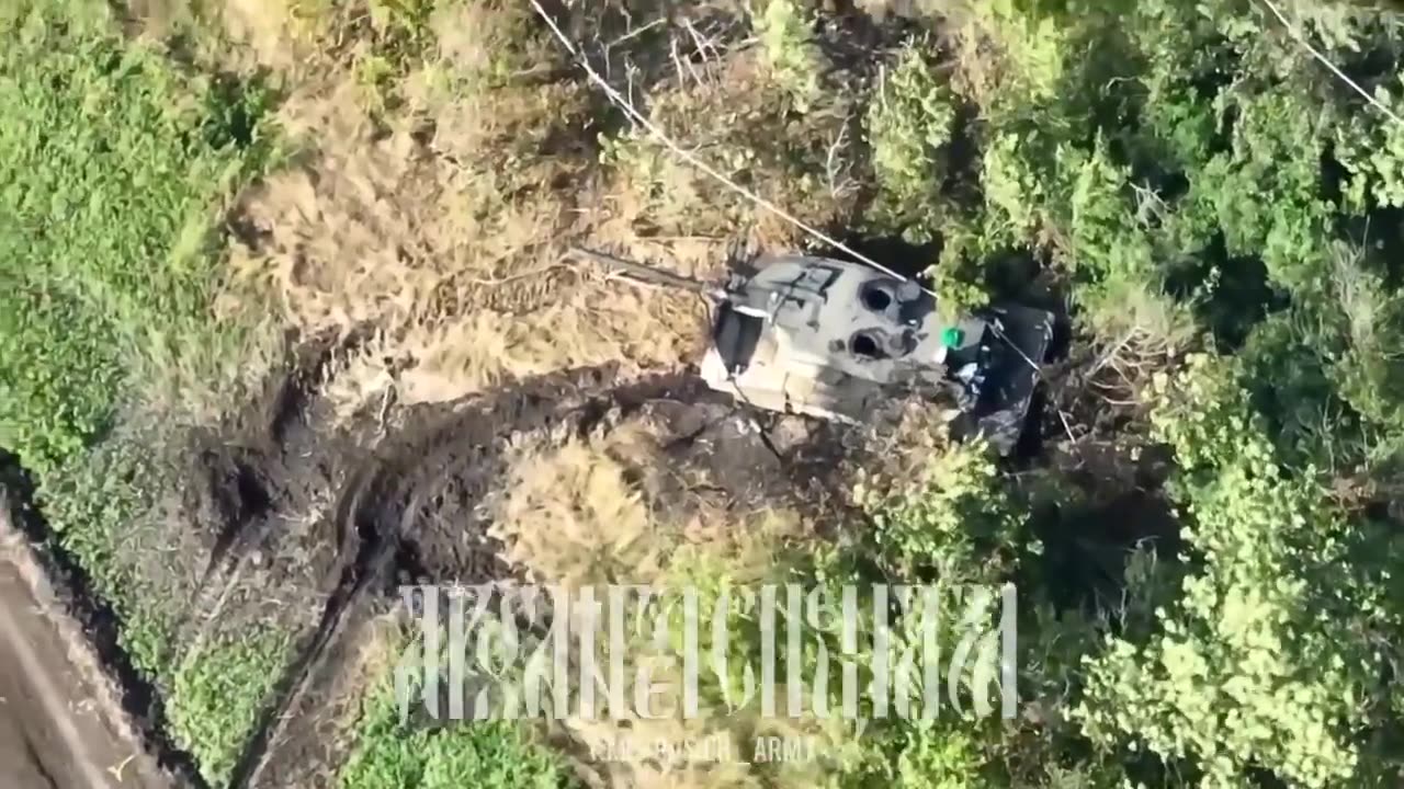 Damaged AFU Leopard Tank, Zaporozhye Front, Drone View - Ukraine War Combat Footage 2023 Today