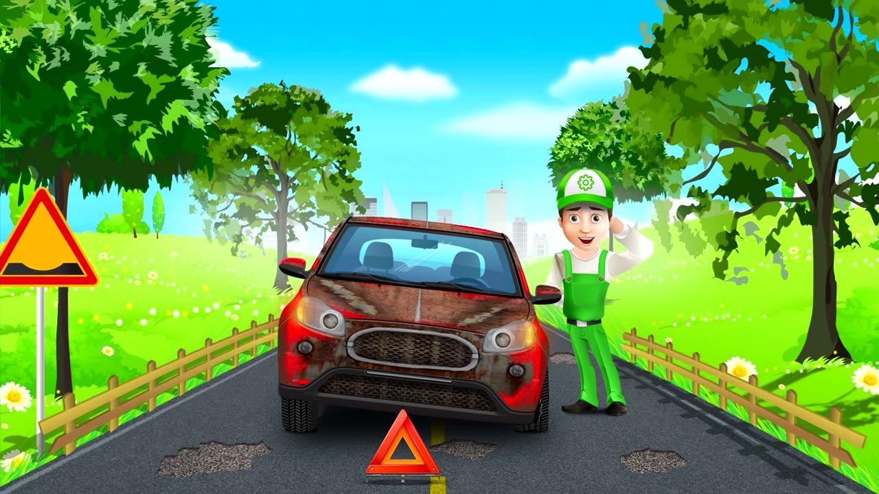 Auto car servicing Car body shop Cartoon for kids