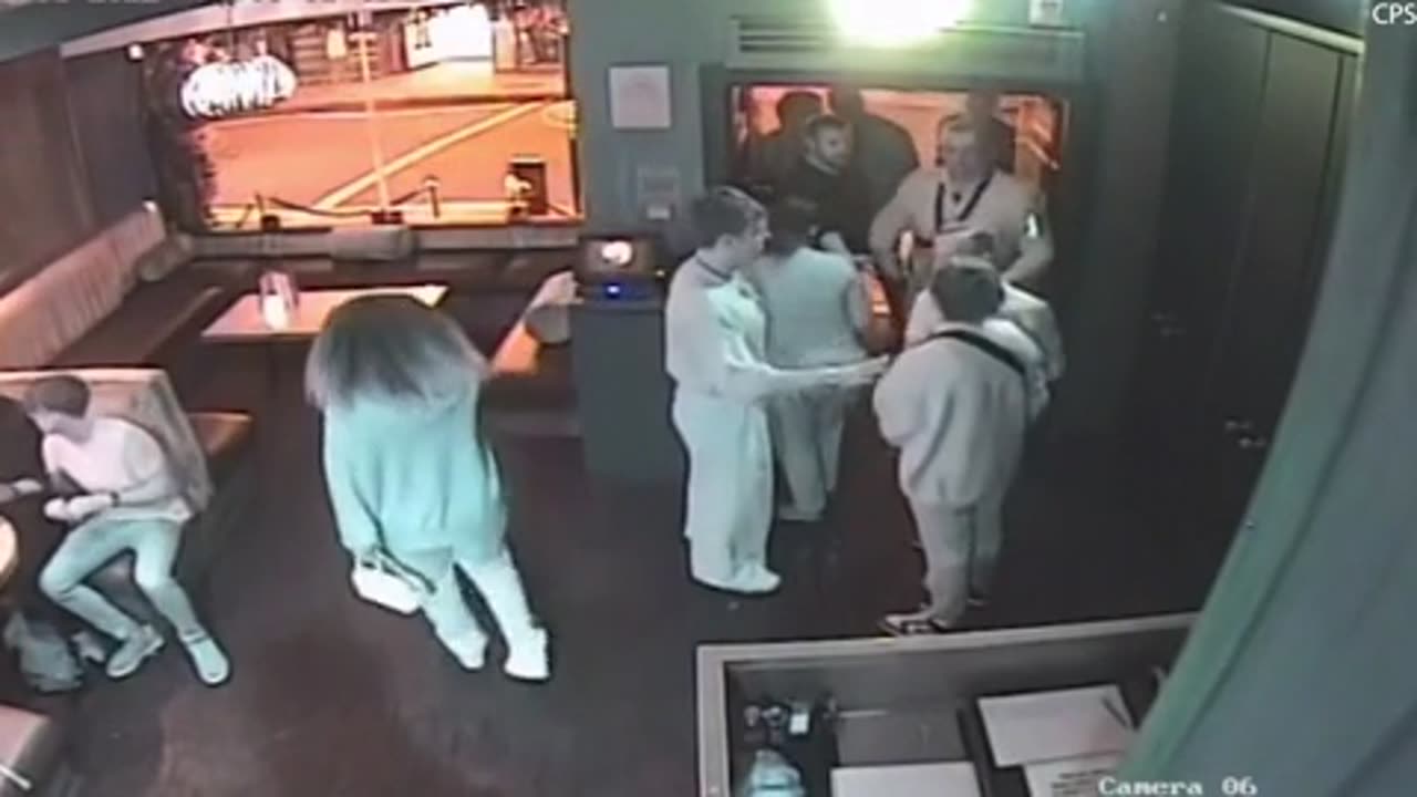 Moment Dustin Lance Black is accused of assault seen in CCTV