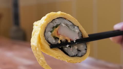 Egg Omelet Roll Kimbap and Rice Ball