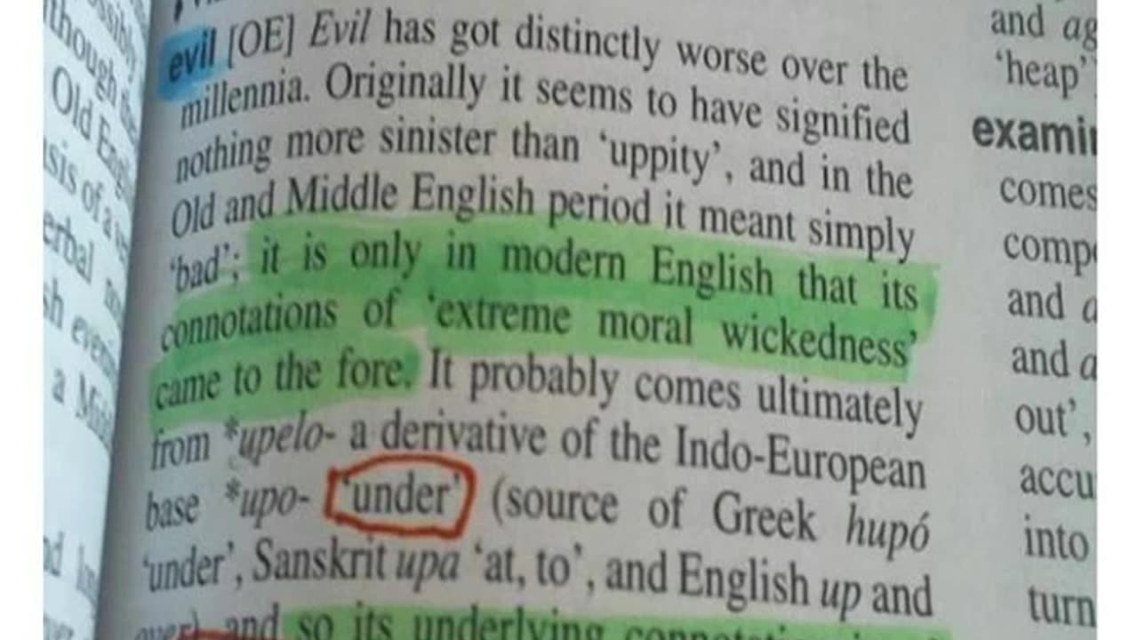 The word evil is a physical natural term dealing with checks and balances.