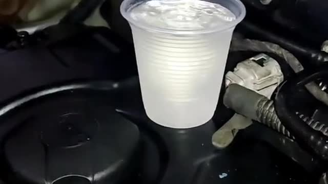 A bottle of water shows the stability of the engine