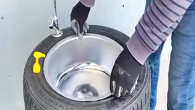 DIY Making Sink From Car Tire And Pvc Pipe