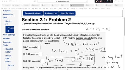 MAT 265 Mon Jan 24: Speed, Rate of Change & Derivative