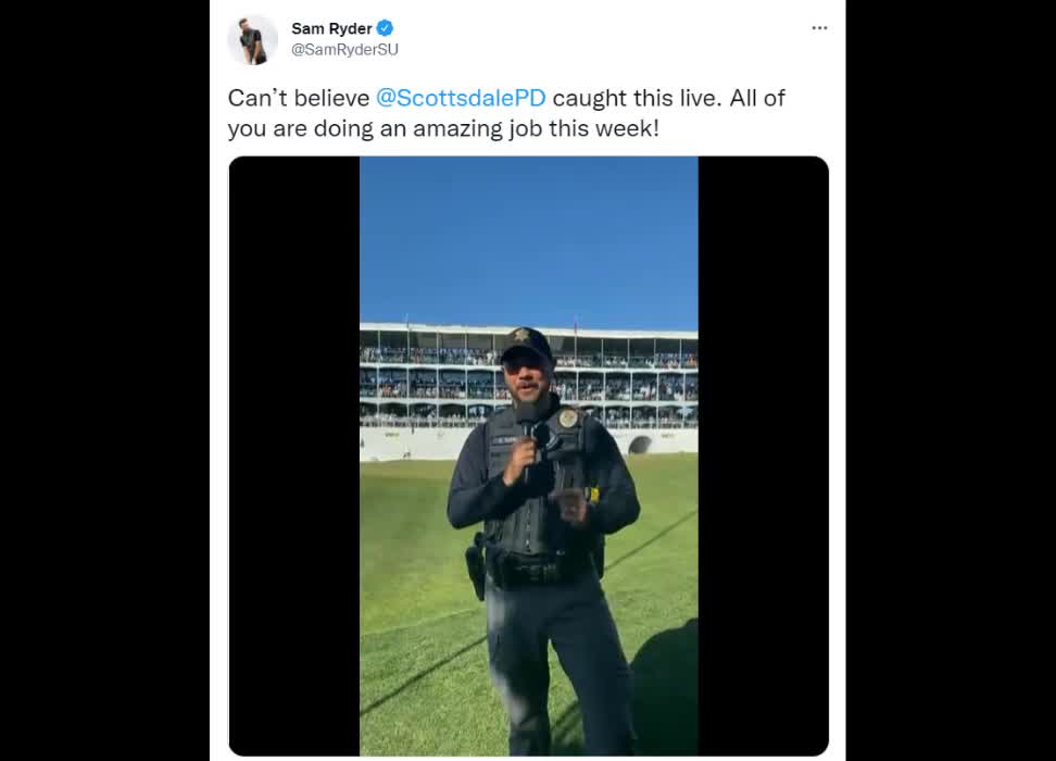 Scottsdale Police Officer's Reaction To Hole-In-One On 16th Green Is Priceless