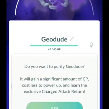 Pokémon GO-Purifying Shadow Alolan Geodude