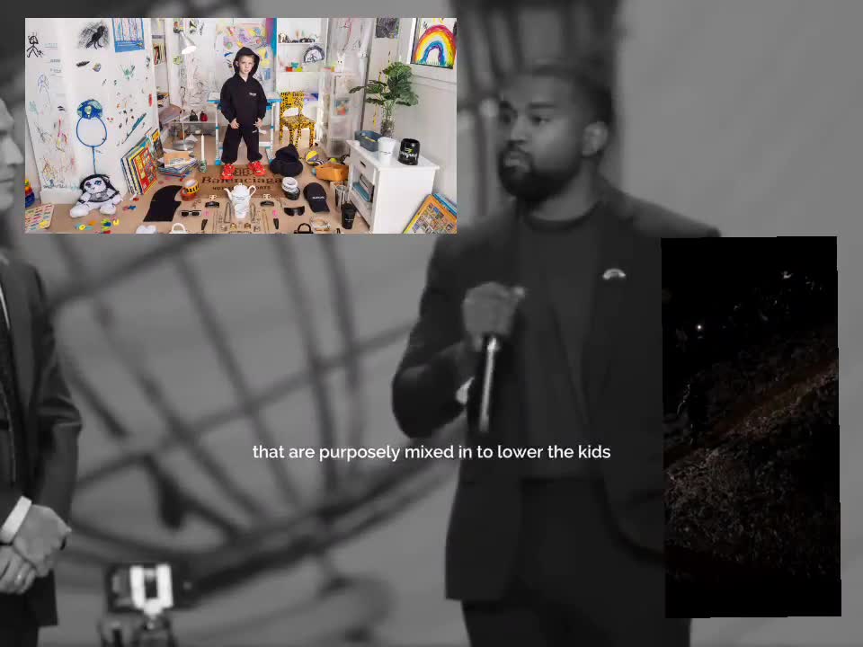 Kanye Exposes Pedos Balenciaga backdrop