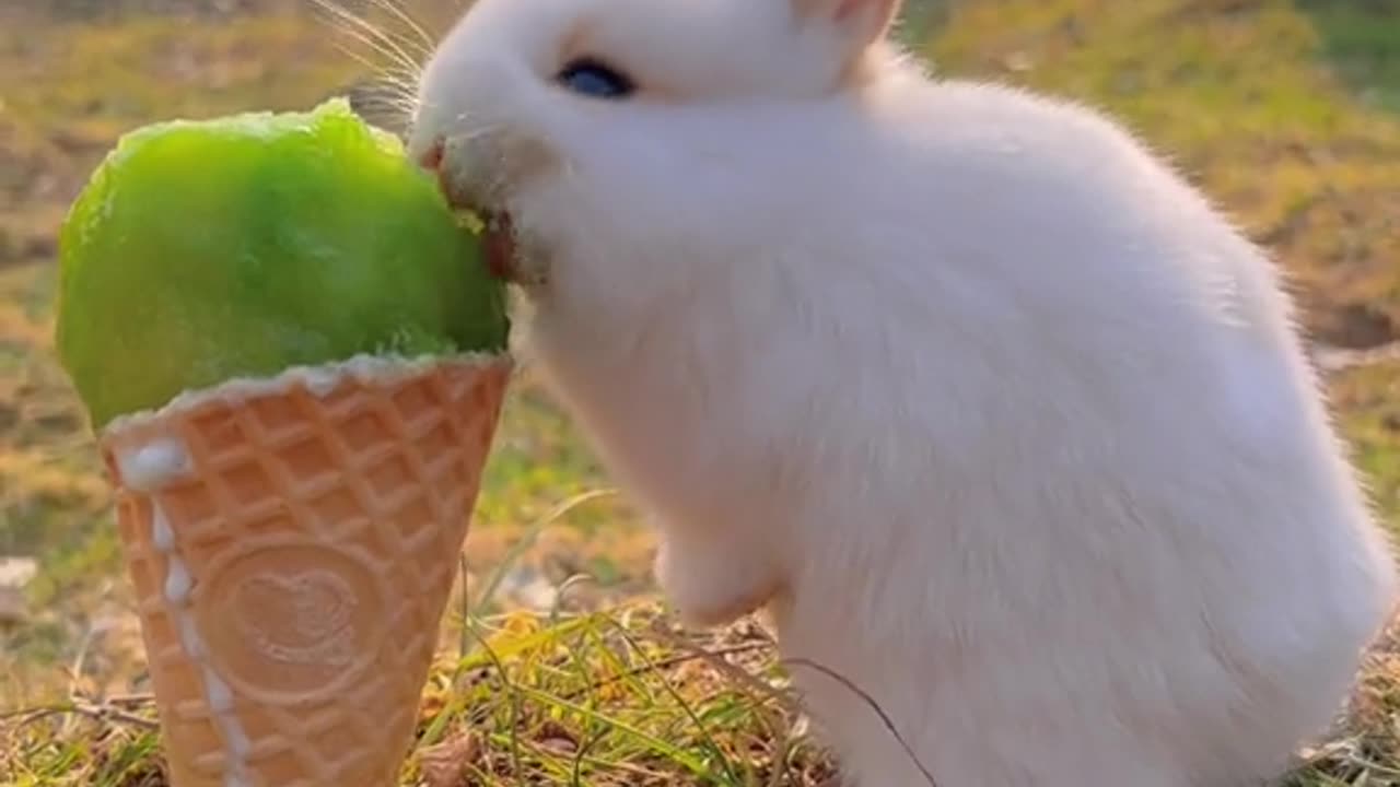 bunny eating icecream