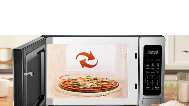 Digital Microwave Oven with Turntable Push-Button Door