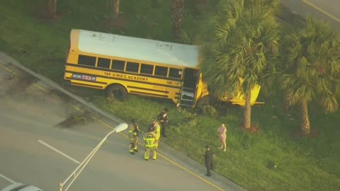 Chopper 5 video of King's Academy school bus crash in West Palm Beach