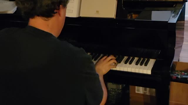 Cousins playing piano