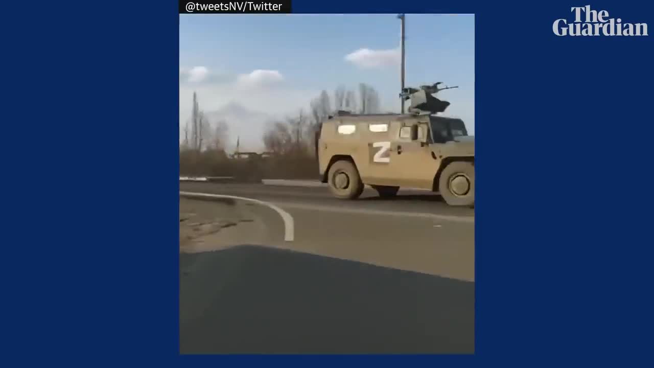Video shows Ukrainian ‘tank man’ trying to block Russian military convoy