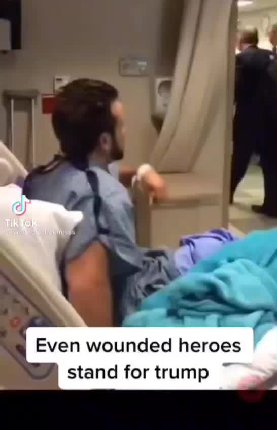 Even a wounded soldier will stand for a real First Lady and President Trump!