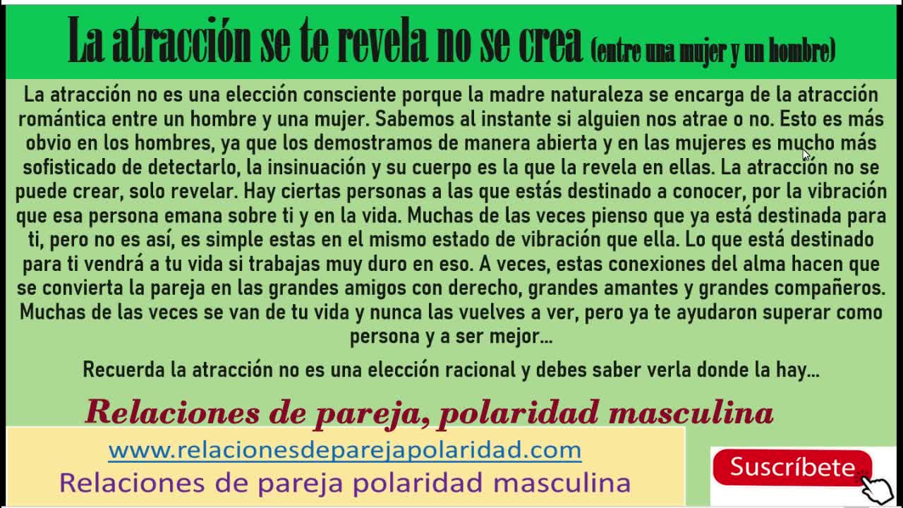 La atracción se te revela no se crea (entre una mujer y un hombre) 💖💃🧍♂️