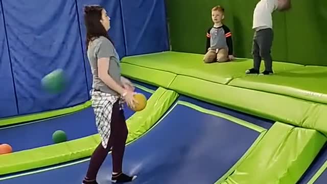 Kid gets blasted by ball. LOL