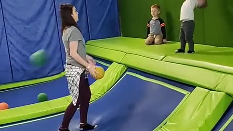 Kid gets blasted by ball. LOL