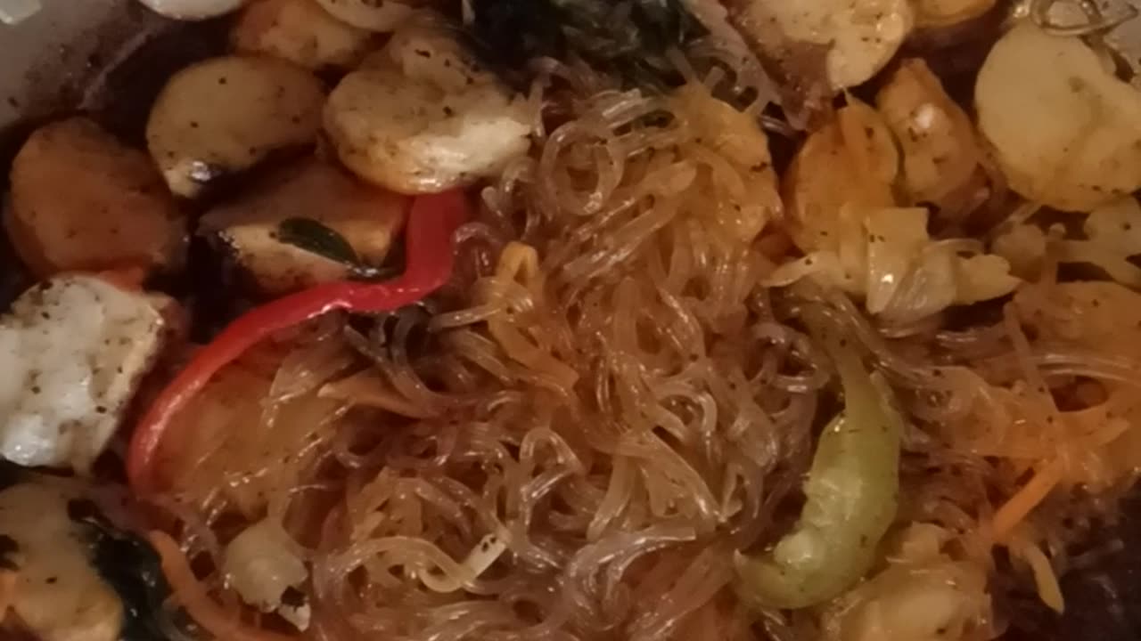 Korean Japchae Noodles& Lithuanian Surini Lobster Tails