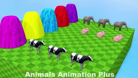 Giant Cartoon, Tiger, Cow, Rabbit Gorilla, Hamster Dogs🐶 Cat Wild animals Crossing fountain