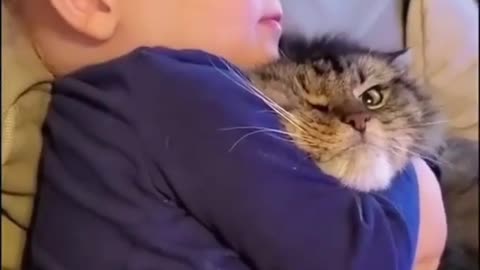 Rumble/ lovely kid and cute cat