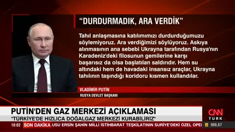 Putin: "Türkiye'de hızlıca doğalgaz merkezi kurabiliriz"