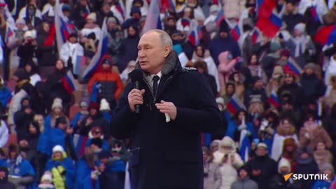 President Putin Delivers Speech at Holiday Rally in Moscow Celebrating Russian Troops