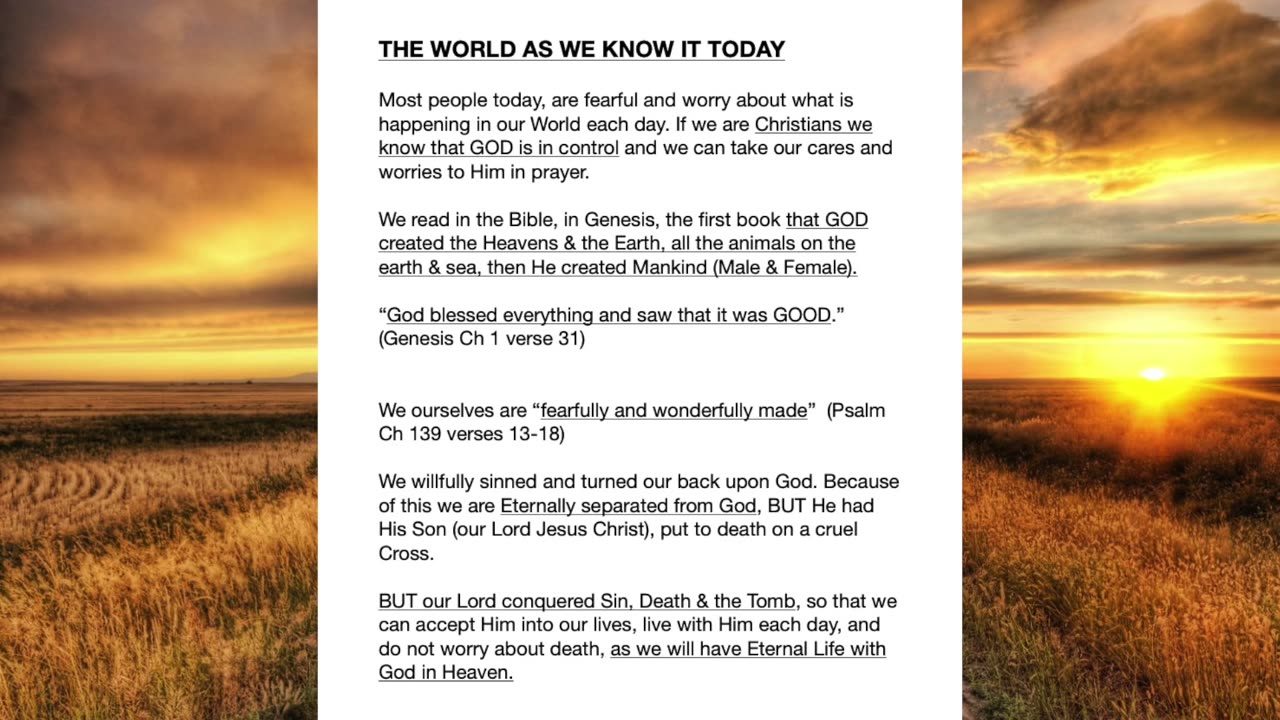 The World as we know it today [Page 1]