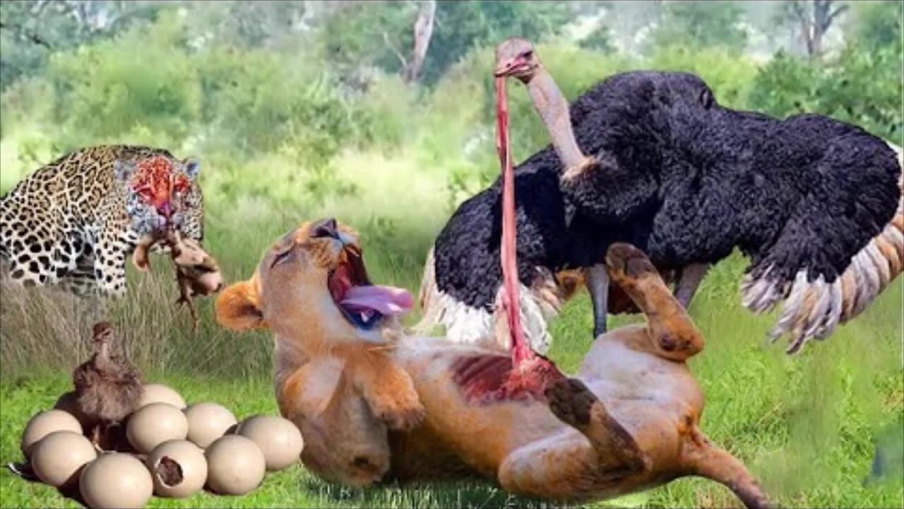 Ostrich pitiful moment. Clever ostrich uses this to protect its eggs from leopards, lions and hyenas