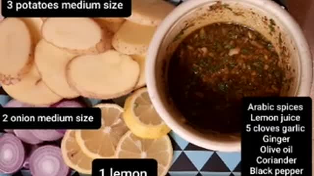 Broiled fish with potato and lemon