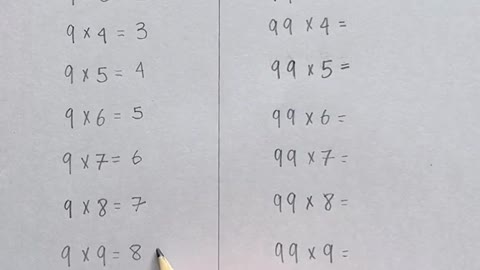 The 9 and 99 times tables