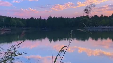 #orangeclouds #bluesky #waterreflection #sunset #aesthetic #tiktok #foryou #beauty #scenery