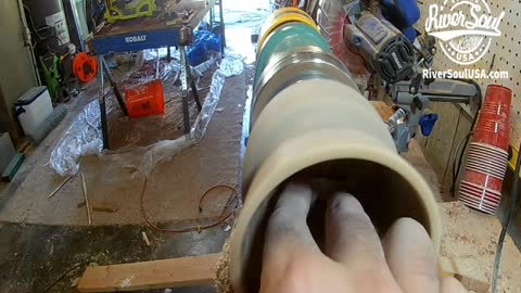 Walnut and Gold Epoxy Vase