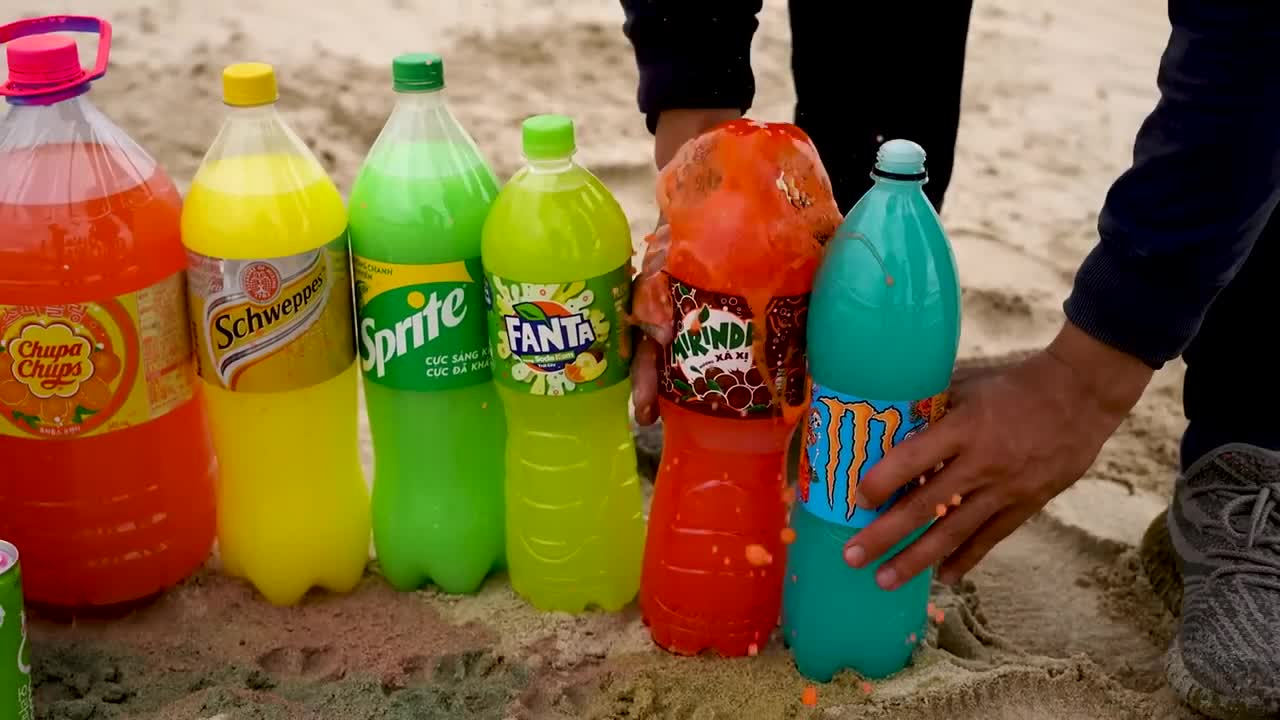 Big Underground Volcanic Eruption from Coca-Cola,Mtn Dew, Monster, Fanta, 7up, Mirinda and Mentos4