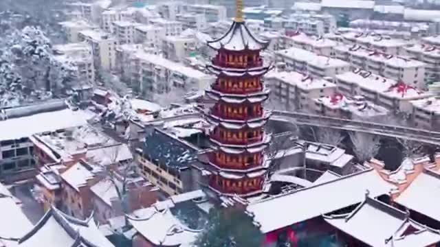 Ancient city after heavy snow