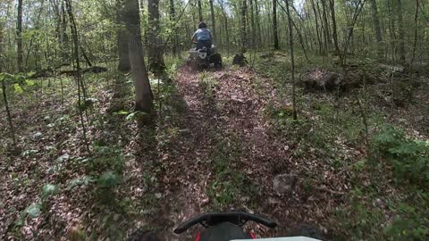 My son and I practicing ATV Cross Country