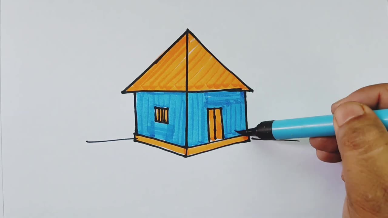 Easy Way House Drawing for kids