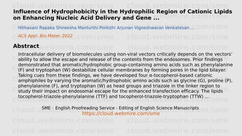 ScioBio ･ Influence of Hydrophobicity in the Hydrophilic Region of Cationic Lipids on Enhancing Nucl