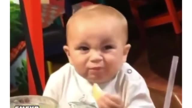 Child eats lemon for the first time 🍋😂🤣