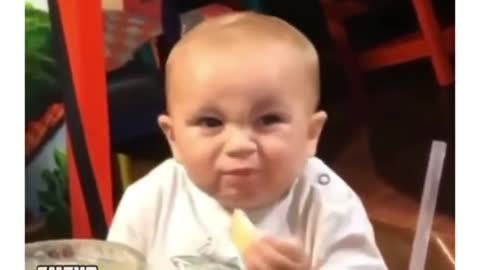 Child eats lemon for the first time 🍋😂🤣