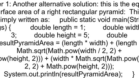 How to find the surface area of a pyramid in Java programming CodeHS