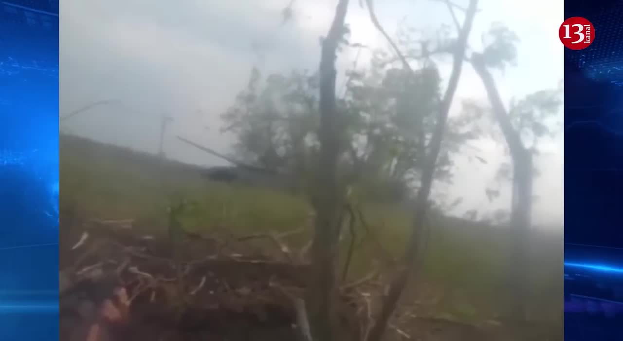 The Russian tank that would not surrender was surrounded and fired upon