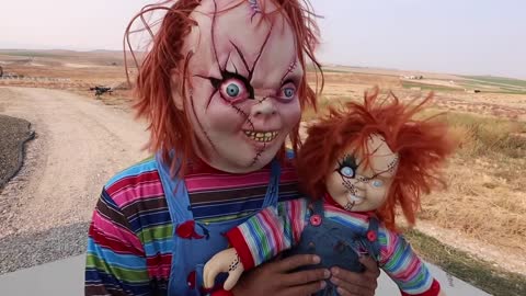 Chucky and the dog in a car chase!
