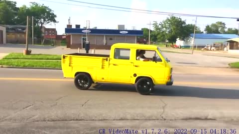 Performance display of yellow pickup truck