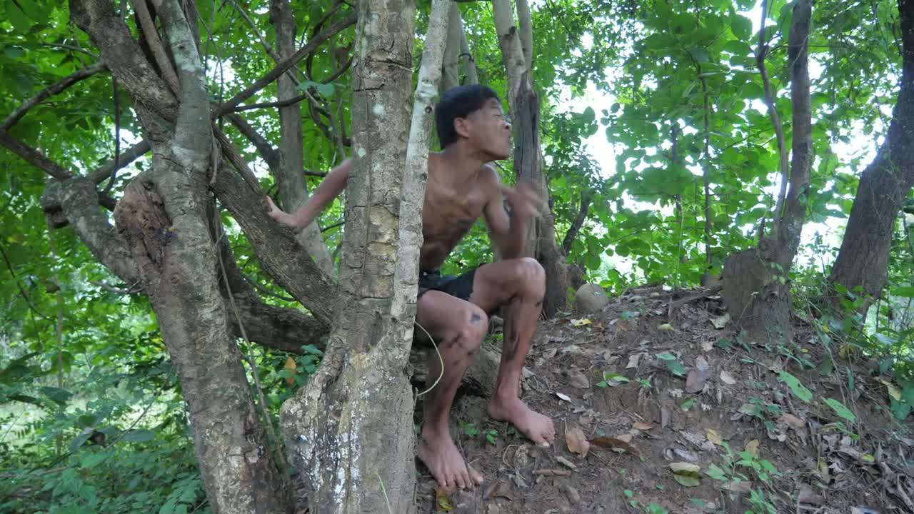 Shrimp eating in jungle, cooking on a rock | Primitive Wildlife-20