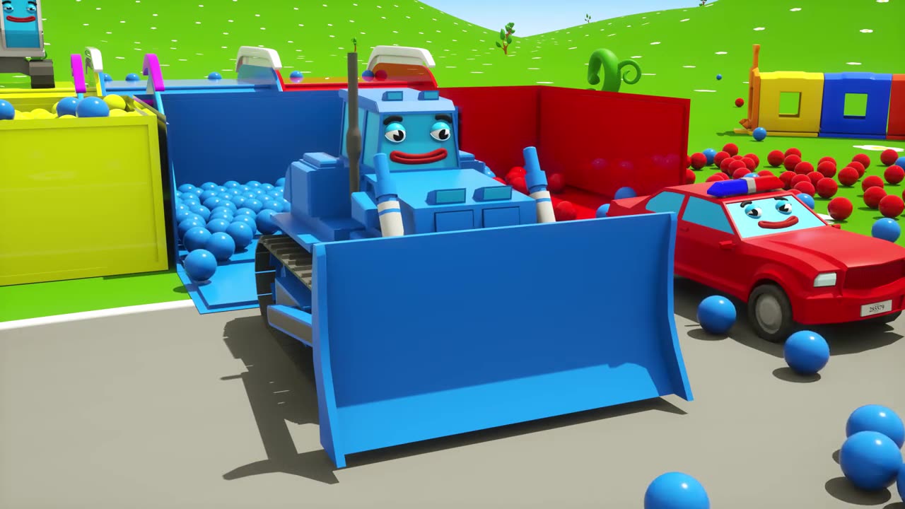 The Playground For Kids Has Colorful Red, Blue, And Yellow Ball Pits Where