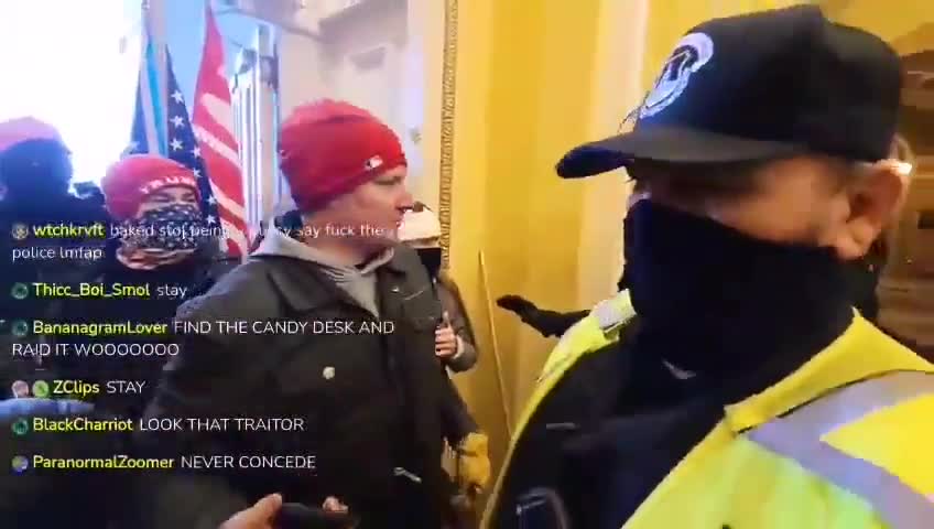 Protestors and police taking photo together